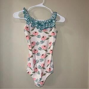 Sweethoney Floral Ruffle Gingham One-Piece Swimsuit